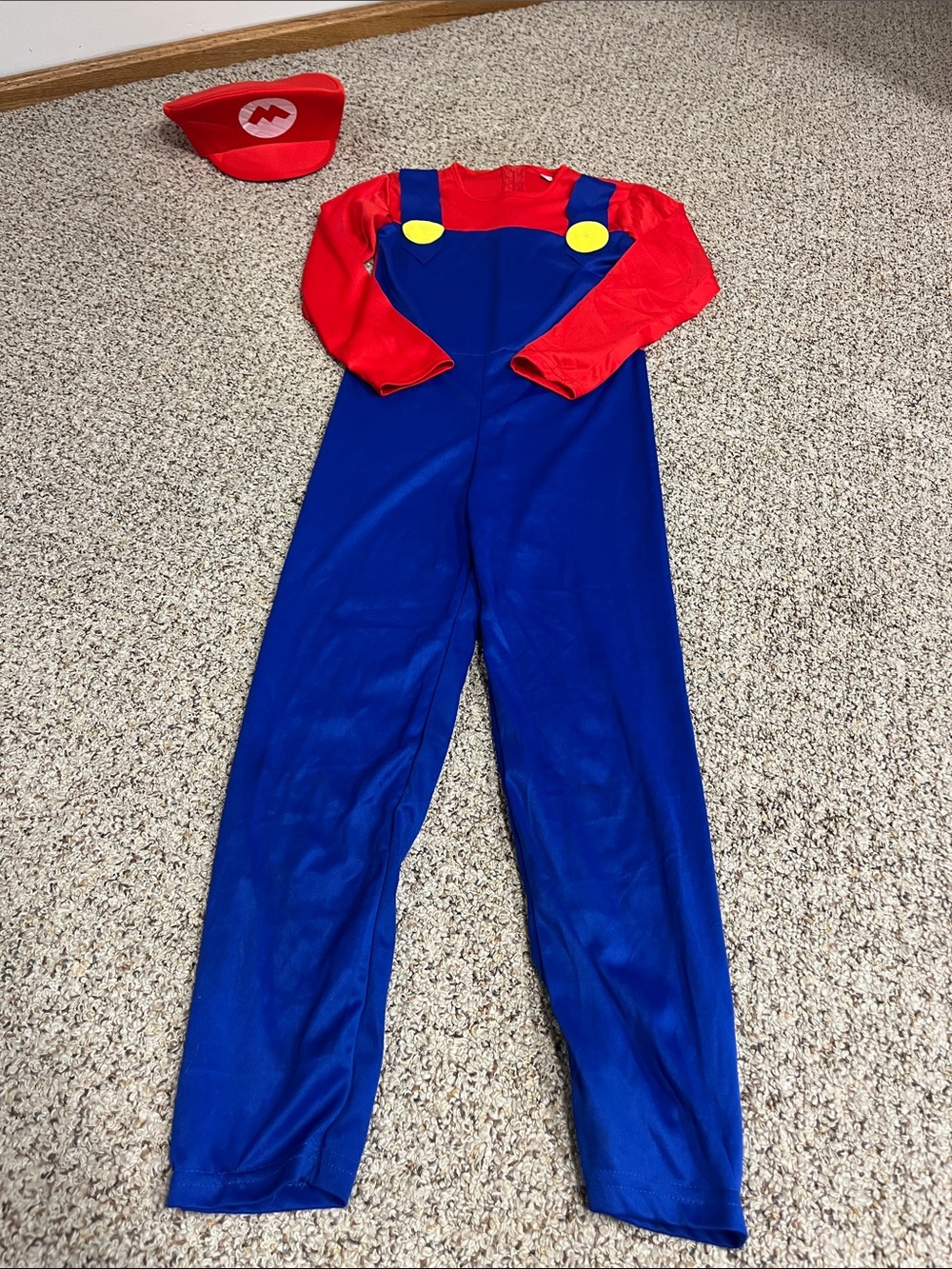 Kids Red and Blue Super Mario Jumpsuit Costume with Cap